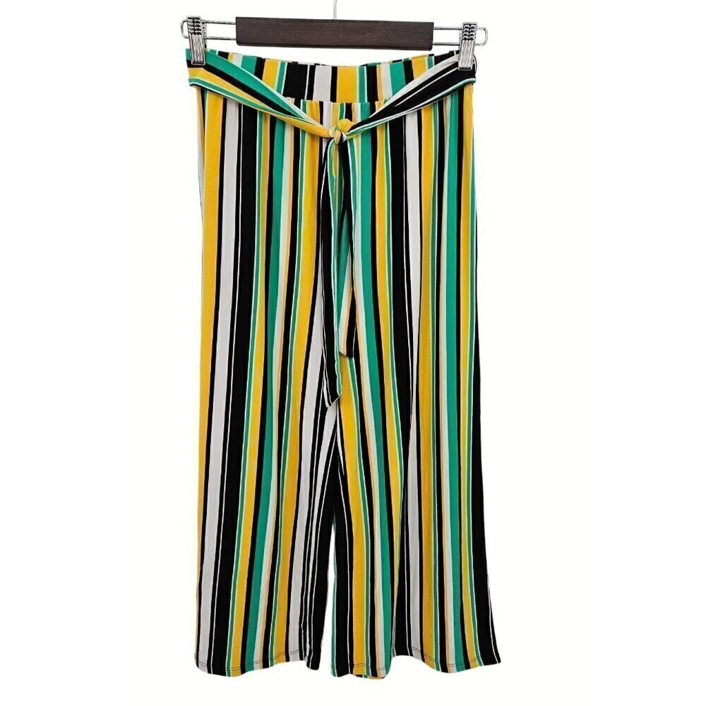 Bobbie Brooks Ladies Pants Sz S Cropped Wide Leg High‎ Rise Boho Striped Stretch